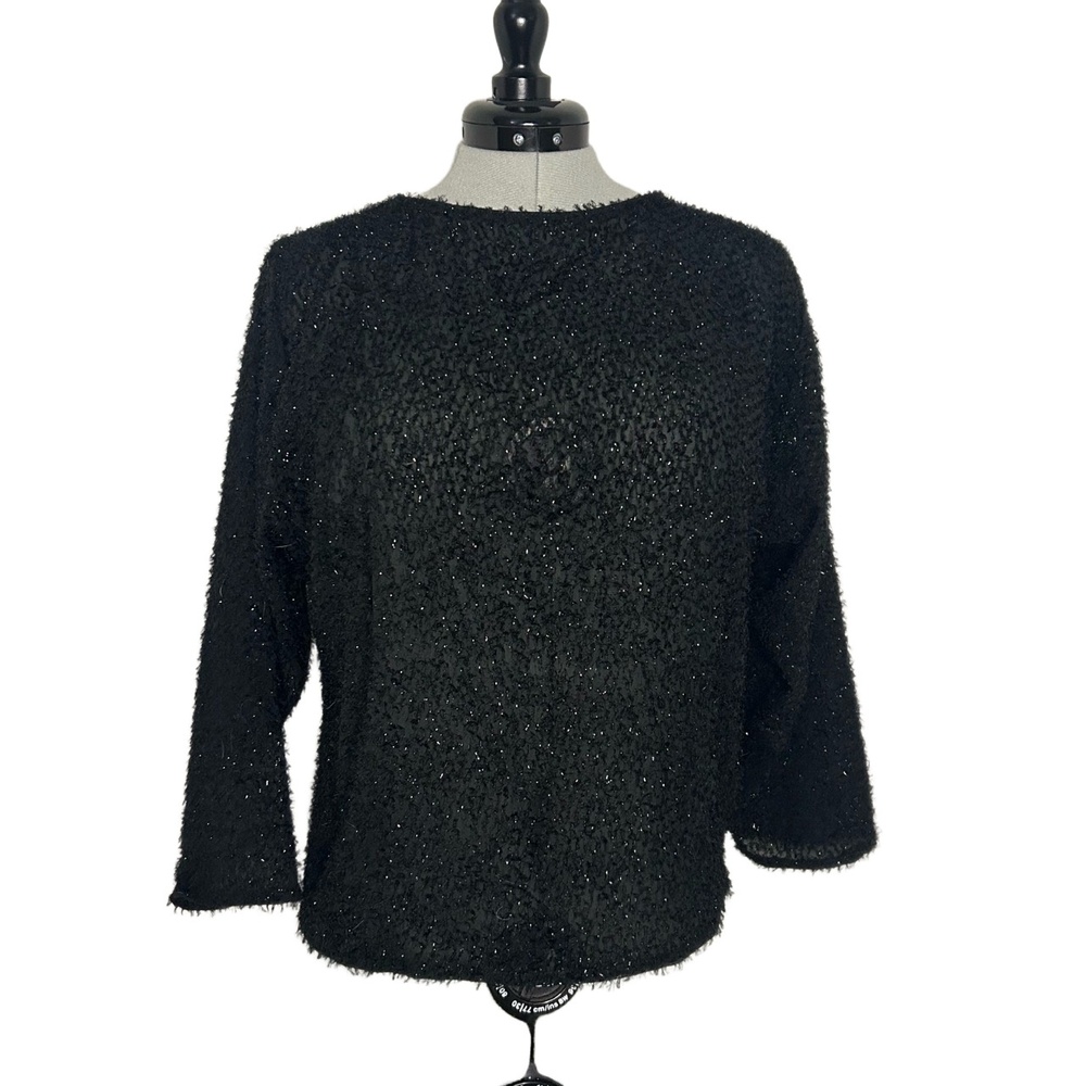 Vintage Jonathan Martin Black Dolman Sleeve Sparkle Knit Blouse